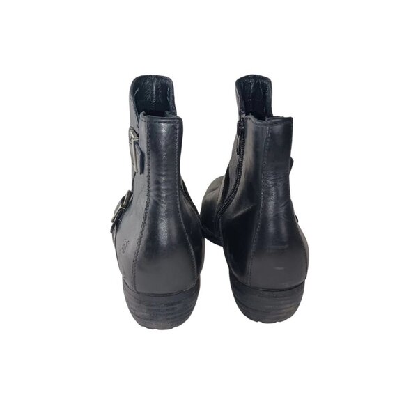 Born Womens Boot Size 8 Short Western Bootie Black Leather Strap Buckles - Picture 7 of 13